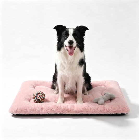 Dog Bed 36" for Metal Crate Pad,Washable Sleeping Mat for Medium/Large Pets | Soft faux rabbit fur, non-slip,machine wash/dry, plush cushioning, for crates, floors & travel, multiple sizes for all breeds by Poimerk