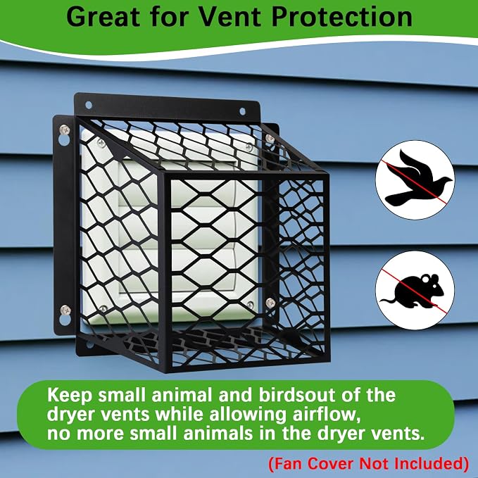 Dryer Vent Bird Guard,Dryer Vent Cover Outside for 3-4 inch Vent Hoods-2pk | Universal Outdoor Bird Guard for Dryer Vent & Bathroom Exhaust,Galvanized Steel Bird Cage 7"Lx7"Wx5"H,Prevent Bird From Enter - Image 3