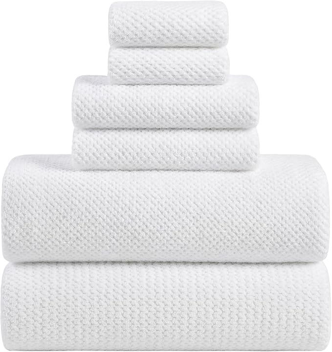Extra Large Bath Sheets Set 6-Piece, 2 Bath Towels 40x80 Inches, 2 Hand Towels, 2 Washcloths, Soft Absorbent Quick Dry Microfiber Towels for Bathroom Beach Pool Gym Spa, White by BXRBXRTowels