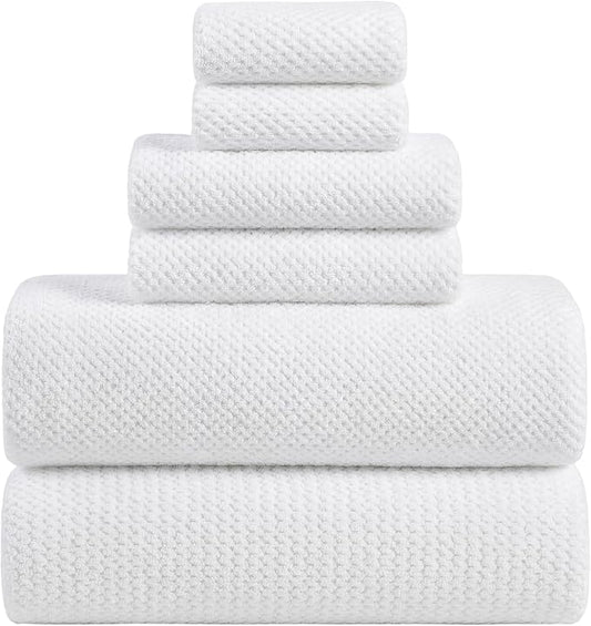 Extra Large Bath Sheets Set 6-Piece, 2 Bath Towels 40x80 Inches, 2 Hand Towels, 2 Washcloths, Soft Absorbent Quick Dry Microfiber Towels for Bathroom Beach Pool Gym Spa, White by BXRBXRTowels