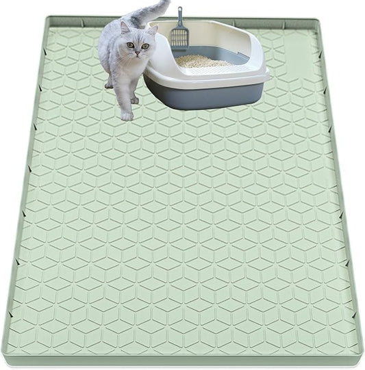 Cat Litter Mat, Silicone Large Cat Mat for Litter Box - 40x28 in, Waterproof & Non-Slip, Durable & Easy Clean, Green by Jacooxi