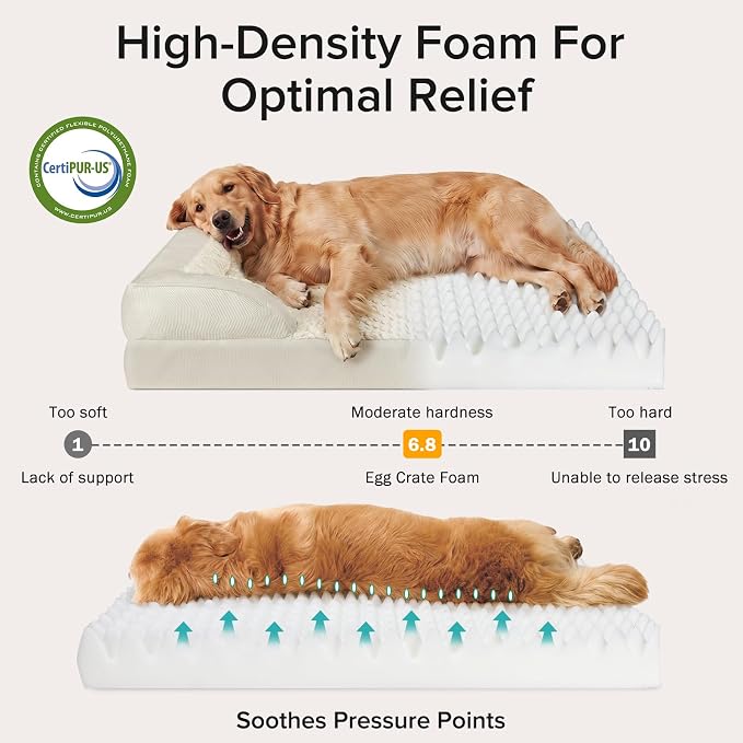 INVENHO Orthopedic Large Dog Bed, Washable Waterproof, Egg-Crate Foam Dog Couch Bed with Washable Removable Cover, Waterproof Lining and Nonskid Bottom - Image 2