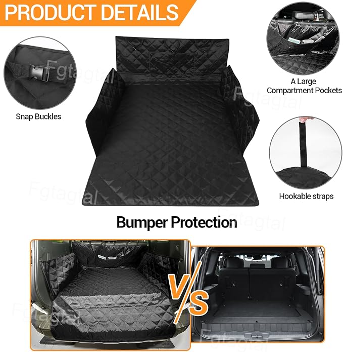 Cargo Liner for Dogs Compatible with Toyota Land Cruiser 250 Prado 2024-2026, Pet Dog Trunk Cargo Liner, Waterproof Anti-Dirty Pet Cargo Cover Dog Seat Mat, with Bumper Flap Protector (Black) - Image 2