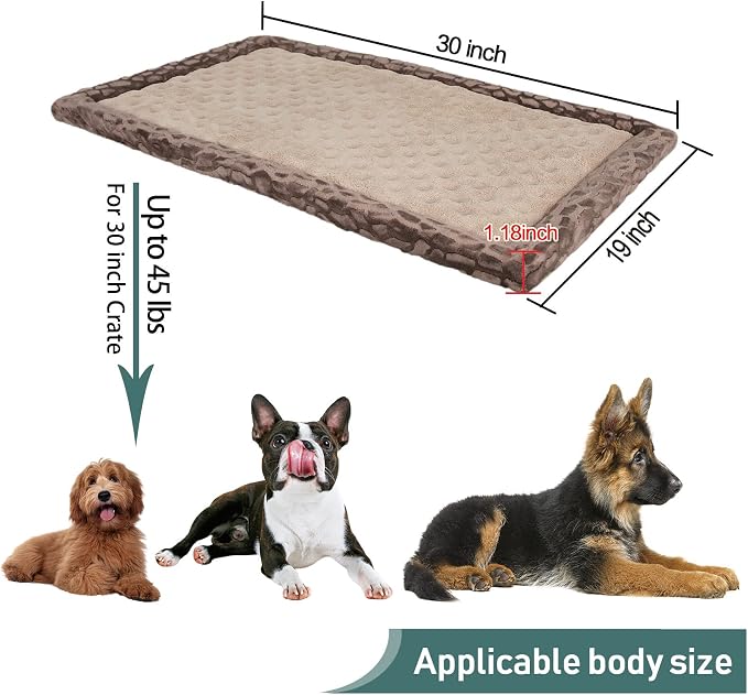 30 inch Dog Crate Bed Kennel Mat Indoor Cage Pad Medium Small Flat Thin Memory Foam Doggy Beds Washable Anti Slip Brown Puppy Sleeping Mat - Image 7