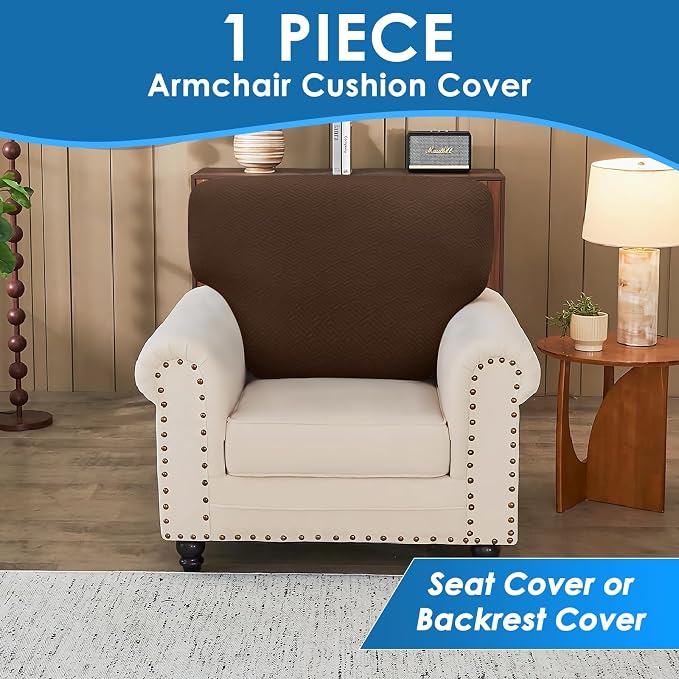 XINEAGE Couch Cushion Covers Seat Cushion Cover Thick Stretch Sofa Slipcovers 1 Piece Individual Couch Covers with Elastic Bottom(Single Seat Cushion/Backrest,Coffee) - Image 4