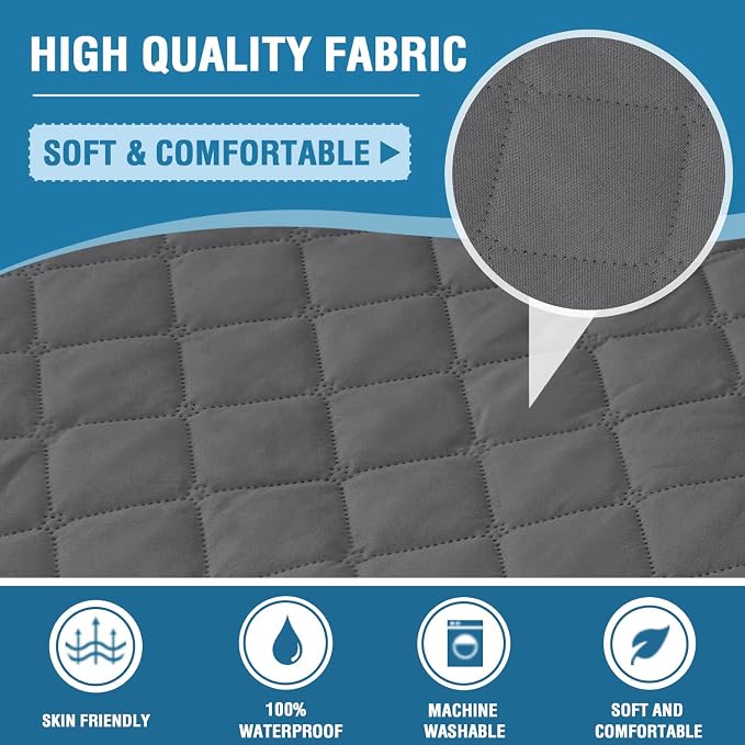 H.VERSAILTEX Couch Cover for 3 Cushion Couch Sofa Cover for Dogs 100% Waterproof Furniture Protector Cover with Elastic Straps for Pet Cat(Sofa, Rocket Gray) - Image 5