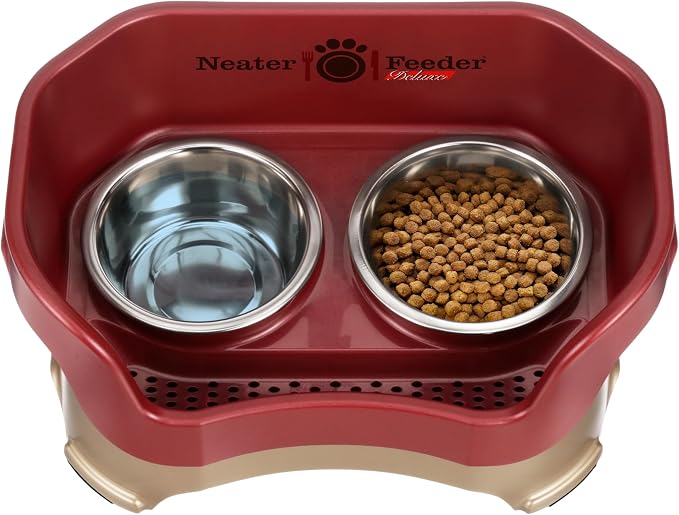 Neater Pet Brands Neater Feeder Deluxe Mess Proof Dog Bowls Elevated for Medium Dogs 19-40 lbs, Made in USA, No Spill Raised Dog Food Bowl Stand Feeding Station, Food and Water Bowl Set, Cranberry - Image 7