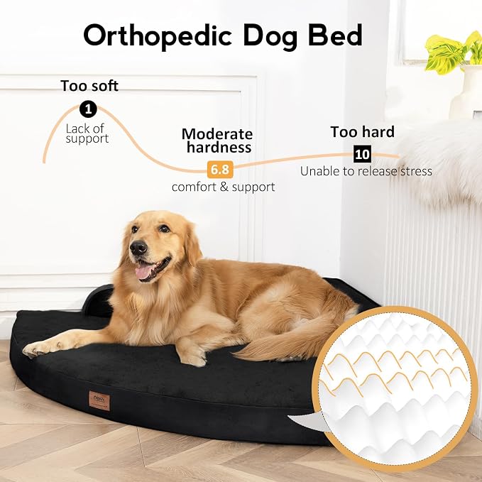 MEKIY Orthopedic Waterproof Dog Bed with Sides for Large Medium Dogs | Egg Crate Foam, Waterproof Liner, Anti-Slip Bottom, Space-Saving, Perfect for Corners and Sofa Edges, 35 x 35 Inch - Image 2