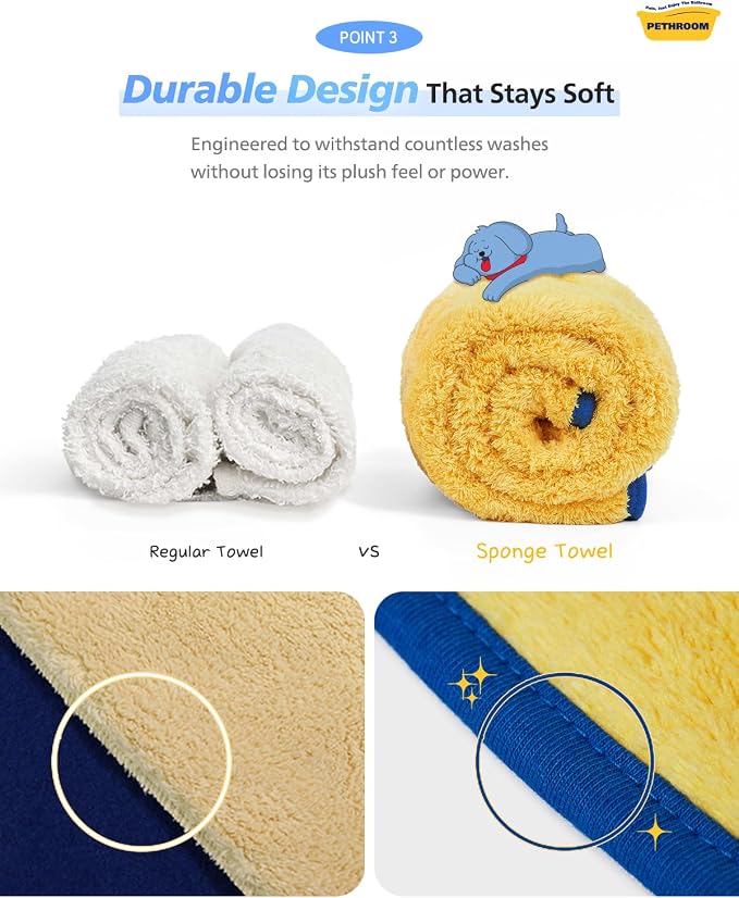 PETHROOM Ultra Absorbent Pet Towel | Quick-Drying, Soft Microfiber Dog & Cat Bath Towel | Lightweight, Durable, Fast Water-Soaking | Ideal for All Breeds (Large) 23.6" x 47.2" - Image 6