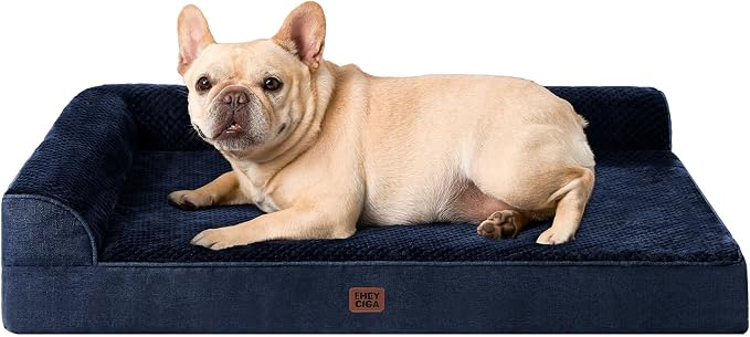 EHEYCIGA Orthopedic Dog Bed Medium Size Dogs, Memory Foam Dog Bed with Washable Removable Cover, Waterproof Pet Sofa Couch for Crate with Nonskid Bottom, 30x20x6, Navy Blue by EHEYCIGA