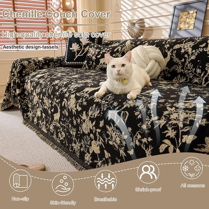 ROOMLIFE Boho Couch Covers for Sofa Washable for 2 Cushion Couch, Non Slip Furniture Protector Sofa Couch Cover for Dogs, Soft Breathable Sofa Slipcover, Couch Throw Blankets with Tassels 71''X118'' - Image 3