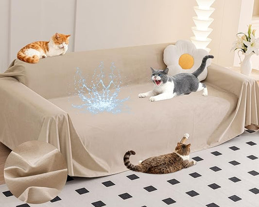 LOllON Cat Scratch Couch Cover Waterproof 118"x71" Non-Slip | Pet-Friendly Couch Protector, Anti-Scratch & Waterproof Sofa Cover For Cats Dogs Kids, Machine Washable by Loiion