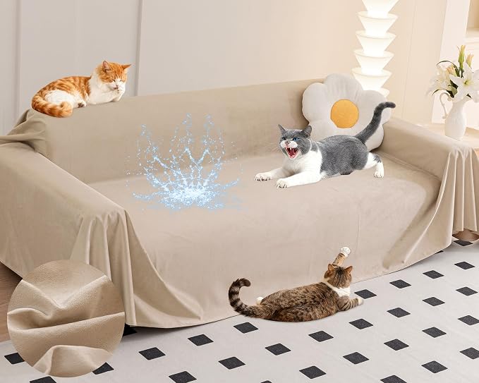 LOllON Cat Scratch Couch Cover Waterproof 118"x71" Non-Slip | Pet-Friendly Couch Protector, Anti-Scratch & Waterproof Sofa Cover For Cats Dogs Kids, Machine Washable by Loiion