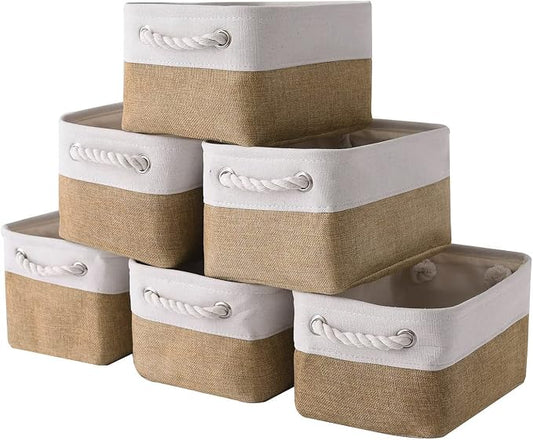 Small Baskets for Organizing, [6 PCS] Collapsible Storage Baskets for Shelves, Storage Bins Boxes Cubes for Clothes Books by Sacyic
