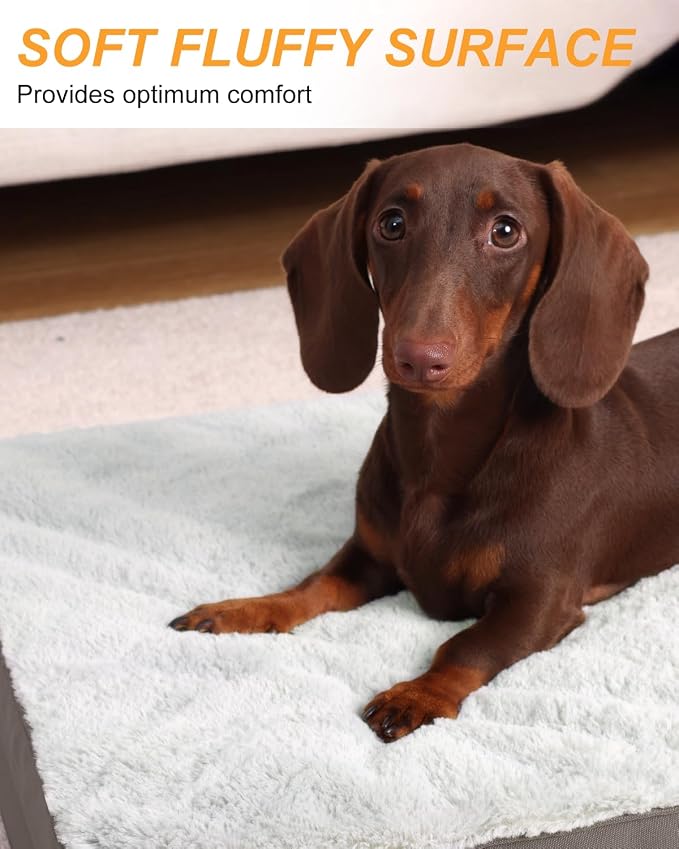 KSIIA Orthopedic Dog Bed for Small Dogs with Waterproof Lining, Grey, 17x12 | Deluxe Soft Plush Dog Crate Bed, Washable Pet Mat with Removable Cover & Egg Crate Foam for Small Dogs Sleeping & Relaxing - Image 3