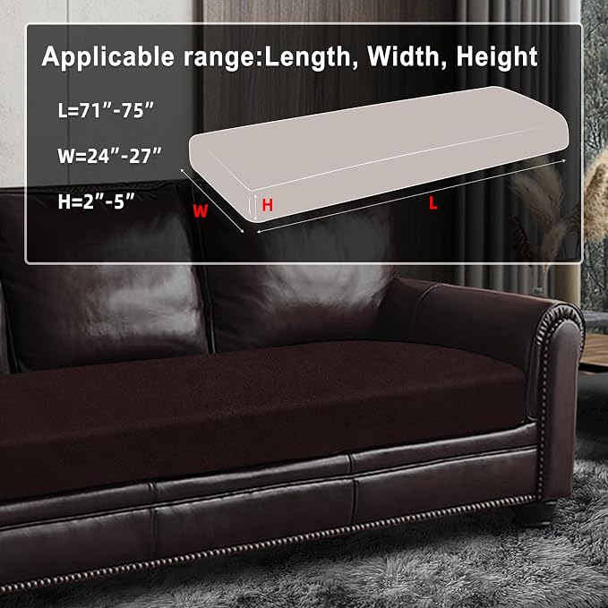 ANARACHON Leather Look Couch Cushion Covers Sofa Seat Slipcovers Sets Couches Furniture Protector for Sectional Armchair Loveseat Pets Kids Stretch Spandex Fabric (1 Cushion Sofa, Chocolate) - Image 3
