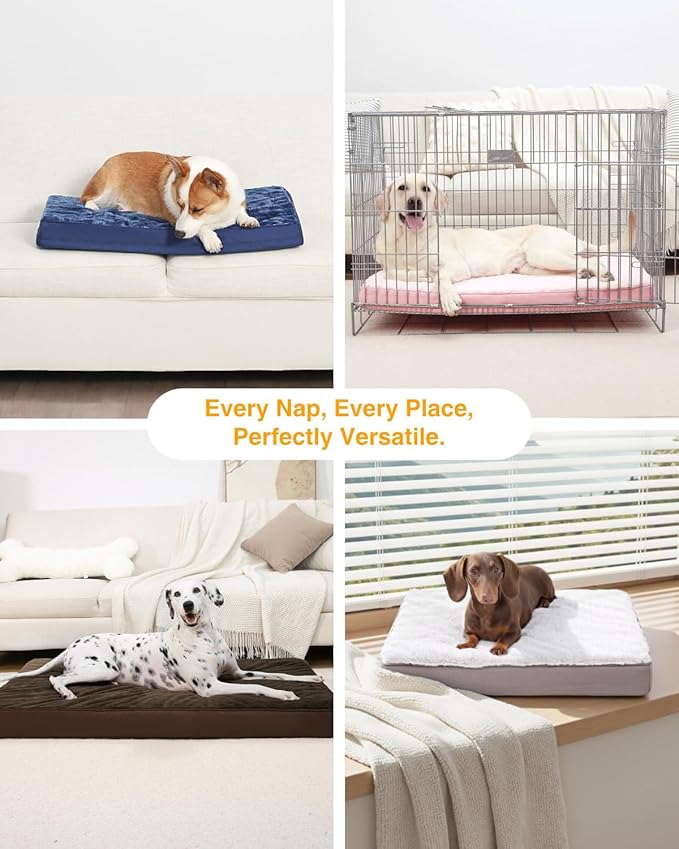 KSIIA Orthopedic Dog Bed for Small Dogs with Waterproof Lining, Grey, 23x17 | Deluxe Soft Plush Dog Crate Bed, Washable Pet Mat with Removable Cover & Egg Crate Foam for Small Dogs Sleeping & Relaxing - Image 7