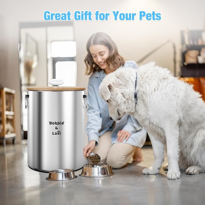 25 Lbs Large Stainless Steel Dog Food Storage Container with Lids Airtight to Keep Food Fresh, Metal Pet Food Bin Claw Handle Easy Clean & Use for Big Dog Multiple Pet, Long-Lasting Cat Food Storage - Image 7