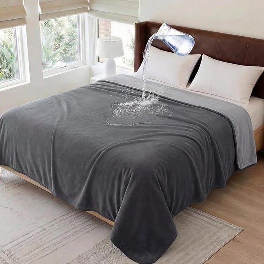 Luciphia 100% Waterproof Blanket for Adults or Large Dogs, Soft Polar Fleece Pet Blankets for Bed Couch Protector Washable, Reversible Leakproof Furniture Protection for Puppy,Dark Grey,85x57 inch by luciphia