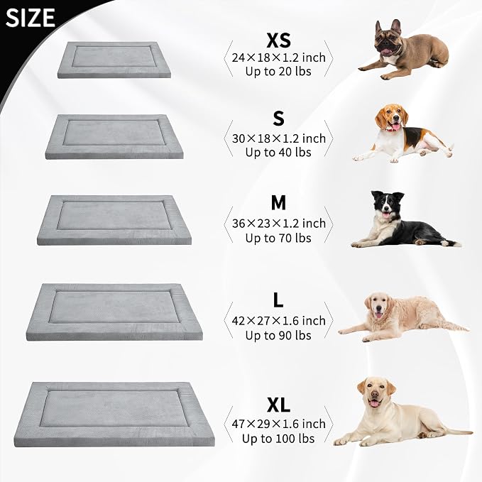 Dog Bed for Crate, Extra Large Sized Dog Crate Beds, Washable Dogs Bed Mat | 47" Pet Beds Mat W/ Soft Wavy Plush Comfortable Anti-Slip Sleeping Mattress for Dogs & Cats,Grey - Image 5