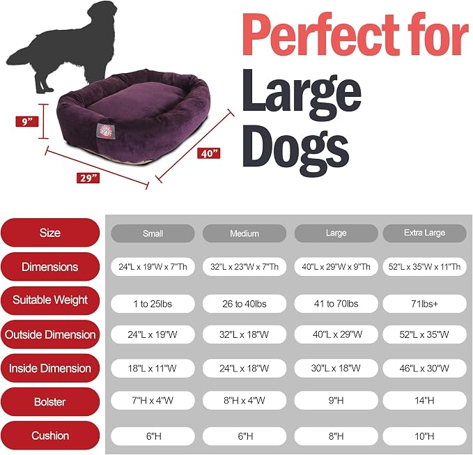 Majestic Pet 40 Inch Micro Velvet Calming Dog Bed Washable – Cozy Soft Round Dog Bed with Spine for Head Support - Fluffy Donut Puppy Mat 40x29x9 (inch) Large – Aubergine - Image 3