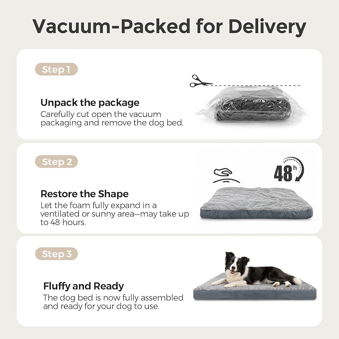 Sytopia 37" Indestructible Dog Bed for Large Dogs – Chew-Proof Pet Mat with Double-Sided Plush & Waterproof Liner, Tough Crate Mat with Egg-Crate Foam Support, Indoor & Outdoor Use,Grey - Image 7