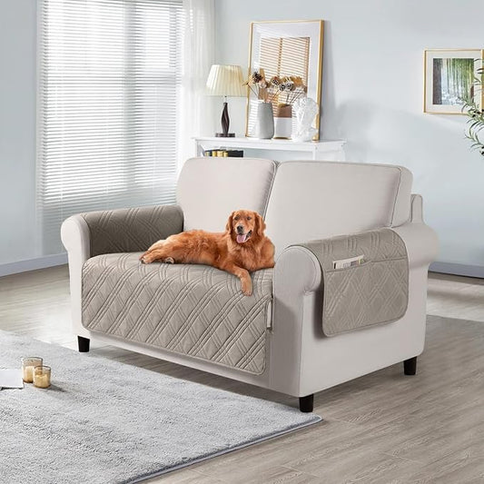 TAOCOCO Waterproof Loveseat Covers for Pets Dogs with Non Slip Backing, Sofa Seat Covers with Side Pocket for 2 Cushion Couch Washable Dog Couch Cover Protector Sofa Slipcovers(Loveseat, Light Brown) by TAOCOCO
