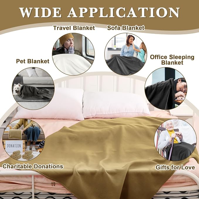 Newwiee 24 Pcs Bulk Fleece Throw Blankets 50'' x 60'' Oeko-tex Standard 100 Certified for Outdoor Wedding Guest Blankets Donation Homeless Sleepover Lap Pet Sofa, All Seasons Use (Multicolor) - Image 4