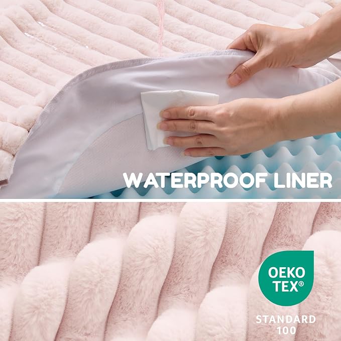 ChiXnuggle Orthopedic Dog Bed, Washable Cover, Faux Fur Bolster Pet Couch | waterproof,egg crate foam,non-slip bottom,for extra large dogs,pink,41*30*7,dog sofa - Image 6