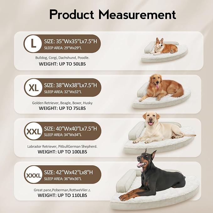 MEKIY Orthopedic Waterproof Dog Bed with Sides for Extra Large Sizes Dogs | Egg Crate Foam, Waterproof Liner, Anti-Slip Bottom, Space-Saving, Perfect for Corners and Sofa Edges, 40 x 40 Inch - Image 6