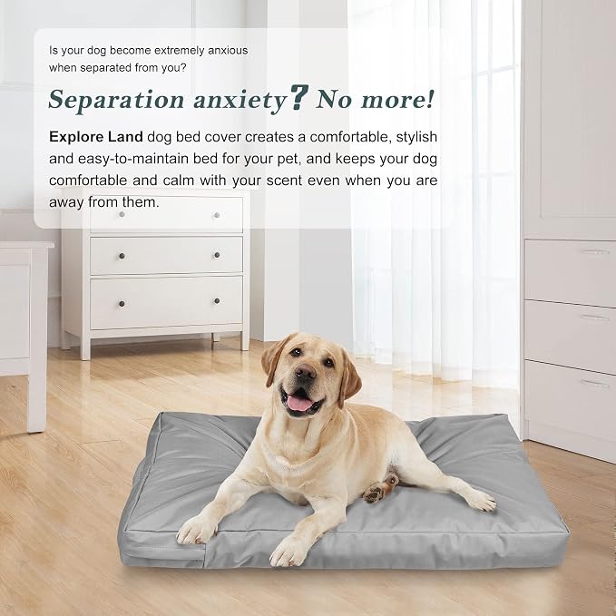 Explore Land Waterproof Dog Bed Cover Canvas Washable Dog Crate Pad Replacement Cover for 36 Inch Crate, 34Lx22Wx3.5H inch, Gray - Image 7