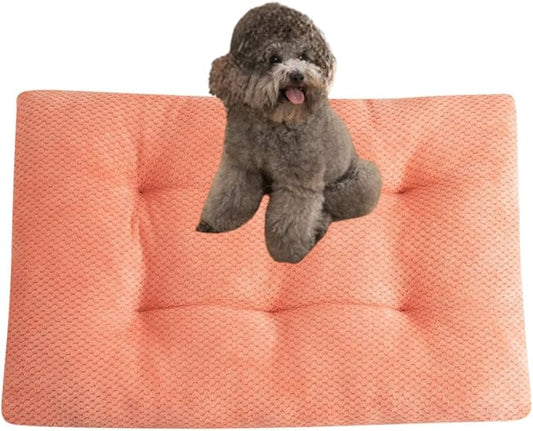 Dog Bed for Crate, Washable Mats for Sleeping, Soft and Fluffy, with Anti-Slip Bottom, Warm Dog Beds for Small Medium Large Dogs Cats Puppy Kitten (Peach Pink,X-Large) by Unknown