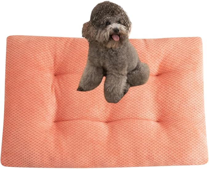 Dog Bed for Crate, Washable Mats for Sleeping, Soft and Fluffy, with Anti-Slip Bottom, Warm Dog Beds for Small Medium Large Dogs Cats Puppy Kitten (Peach Pink,X-Small) by Unknown