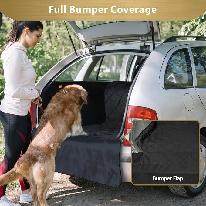 F-color SUV Cargo Liner for Dogs - Heavy Duty Cargo Cover for Mid-Size SUVs | Water Resistant, Bumper Flap, Non-Slip Mat, Car Trunk Dog Car Seat Cover Prevents Scratches Pet Hair Mud Dirt for Sedans Vans - Image 5