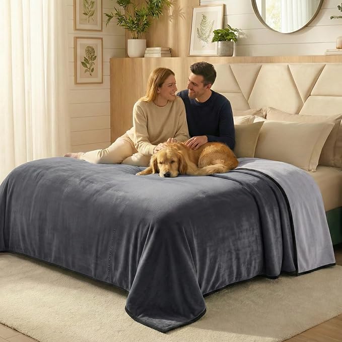 Paw Buddies Premium Waterproof Blanket 80"x90" Velvet-Feel Reversible Throw – Leakproof, Machine Washable Bed & Sofa King Size Protector for Couples, Pets & Travel + Bonus Small Blanket - Image 8
