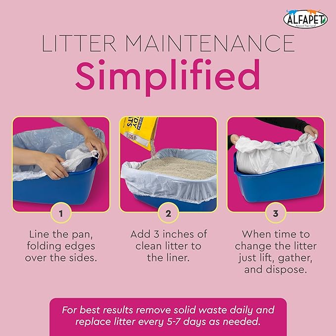 Alfapet Cat litter box liners, Elastic bags liners, 20 Count For Large, X-Large, Giant, Extra-Giant Size litterbox- With Sta-Put Technology for Firm, Easy Fit- Quick + Clever Waste Cleaners, Pack of 2 - Image 6