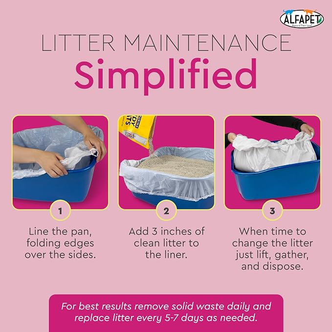 Cat Litter Box Liners Alfapet heavy duty Extra Giant 60 Count - Tear-Resistant Cat Litter Bags - Waterproof Litter Liners - Fits Litter box Pan Sizes XL, Giant, X-Giant, 37" x 18", 20 lb Capacity - Image 6
