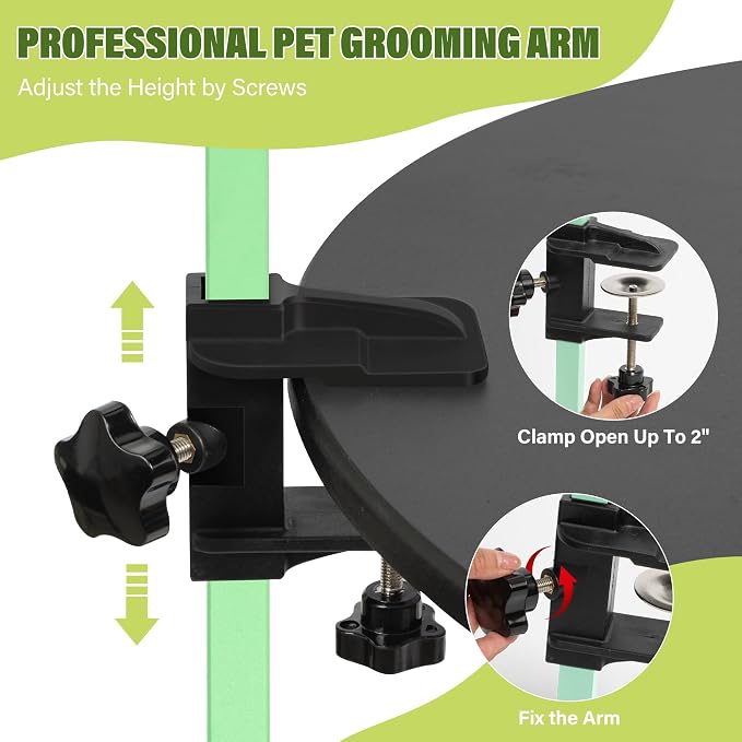 getlstub Dog Grooming Arm with Pet Grooming Hammock, 35" Pet Grooming Table Arm with Adjustable No Sit Haunch Holders, Dog Grooming Stand with Loop Noose for Small and Medium Pets, Green - Image 4