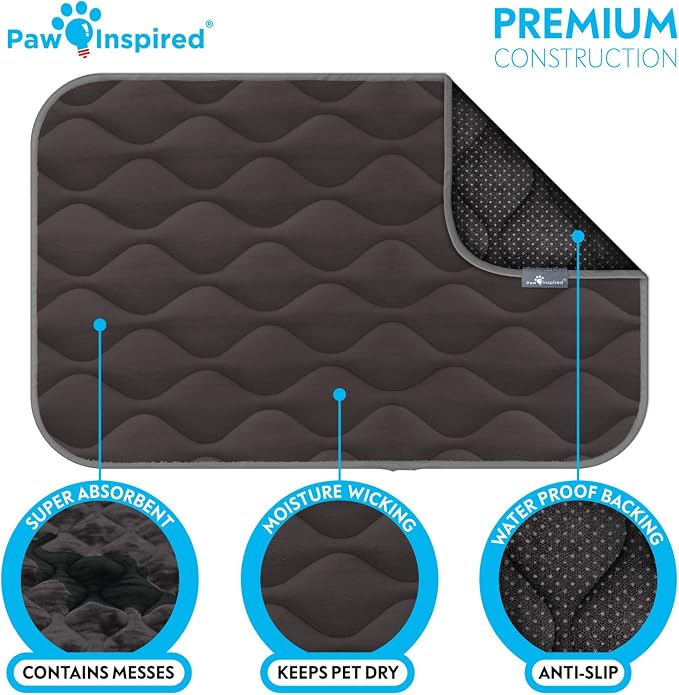 Paw Inspired Washable Padded Crate Mats for Dogs, Gray, 29x18 Inch | Fits 30-inch Kennels, Leakproof, Waterproof Bottom, Plush Dog Pad, Pet Bed - Image 5