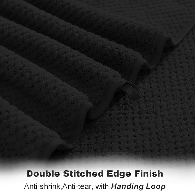 Smuge 2 Piece Hand Towels Set,100% Microfiber - Quick Dry, Thick, Soft, Plush and Highly Absorbent Luxury Hotel & Spa Bath Towel for Bathroom, Pack of 2 (Black) - Image 4