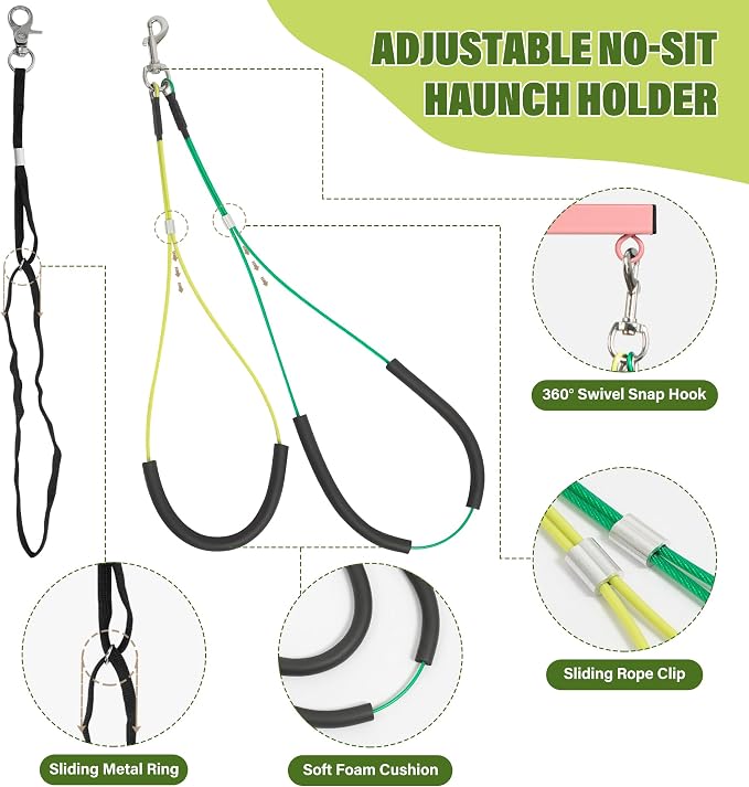getlstub Dog Grooming Arm with Pet Grooming Hammock, 35" Pet Grooming Table Arm with Adjustable No Sit Haunch Holders, Dog Grooming Stand with Loop Noose for Small and Medium Pets, Pink - Image 2