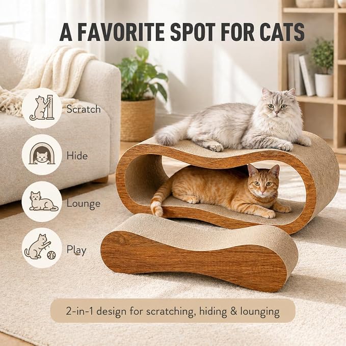2 in 1 Cat Scratch Pads, Large Scratcher Board for Scraching & Napping, 100% Recyclable&Reversible Cat Scratchers for Indoor Cats Scratching Pad Couch Lounger Cardboard - Image 5