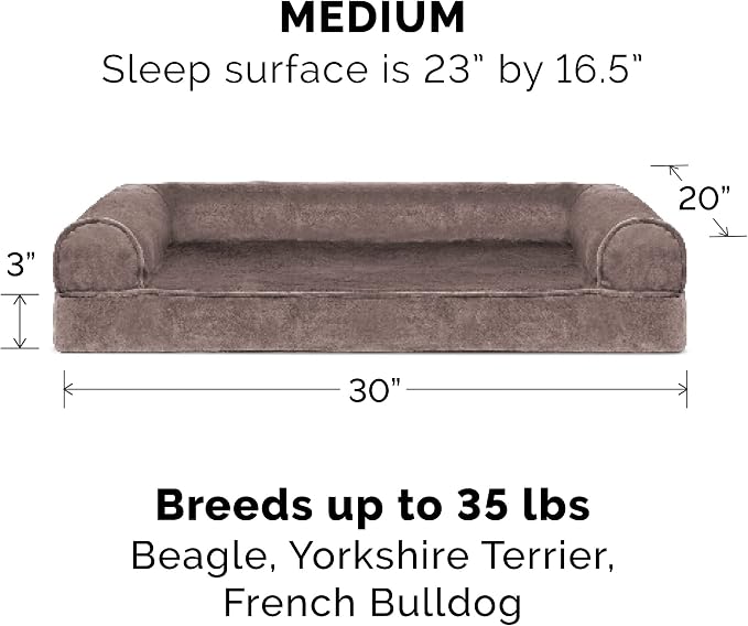 Furhaven Replacement Dog Bed Cover Faux Fur & Velvet Sofa-Style, Machine Washable - Driftwood Brown, Medium - Image 3