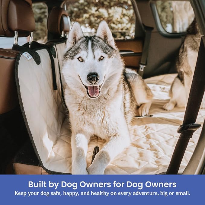 4Knines Split Cargo Liner for SUV – for Dogs & Pets, Heavy-Duty, Waterproof Trunk Mat & Cargo Cover – Fits 60/40 Split Bench & Armrest Pass-Through – Machine Washable, Non-Slip (Extra Large, Beige) - Image 4