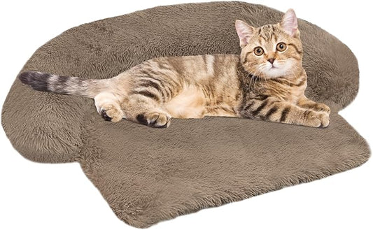 Calming Dog Bed Fluffy Plush Dog Mat for Furniture Protector with Removable Washable Cover for Large Medium Small Dogs and Cats (XS(31“x23.5”x5), Camel) by GGIB