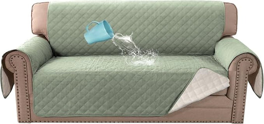 H.VERSAILTEX Couch Cover, Sofa Cover 2 Cushion Couch, Dog Couch Cover Protector, Furniture Covers for Pets, 100% Waterproof Cover with Non-Skid Backing & Elastic Straps(Loveseat, Pale Aqua) by HVERSAILTEX