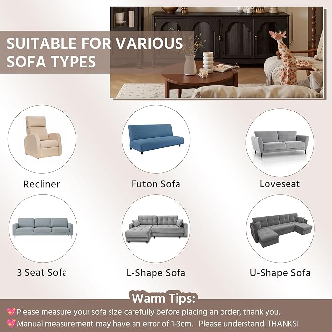 OTOB All Season Couch Cover for Dogs Washable, Anti Slip Soft Plush Geometric Jacquard Love Seat Sofa Slipcovers, Kids Pet Friendly Furniture Protector Couch Covers, 1 Piece (Chocolate, 27.6"x59.1") - Image 8