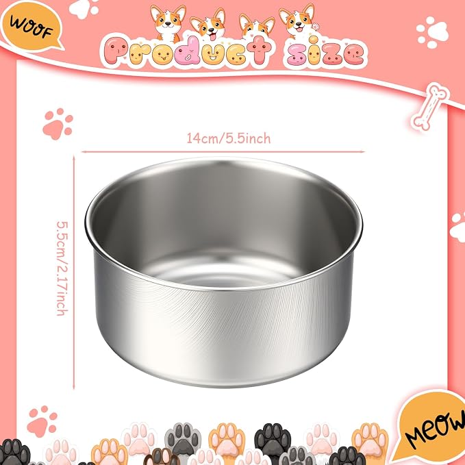 Silkfly 14 Pack Stainless Steel Hanging Dog Crate Bowls, Non-Spill Kennel Food & Water Bowls with Screw Clamp Holders, Removable, Easy to Clean Metal Cage Feeder for Pets(29 oz) - Image 2