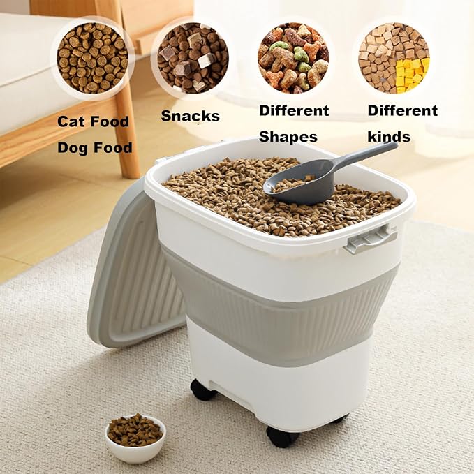SEWIU 2pack 35 lbs Dog Food Storage Container,Collapsible Dog Food Container with Scoop,Pet Food Storage Containers to Keep Dry Food Fresh,Easy to Move - Image 2