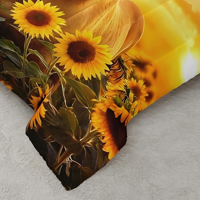 QOOMO Horse Comforter Twin Size,Sunflower Horse Comforter Set for Kids Teens Girls Boys,3Pcs Bedding Set Printed Comforter with 2 Pillowcases,Soft and Lightweight，Twin Size - Image 6